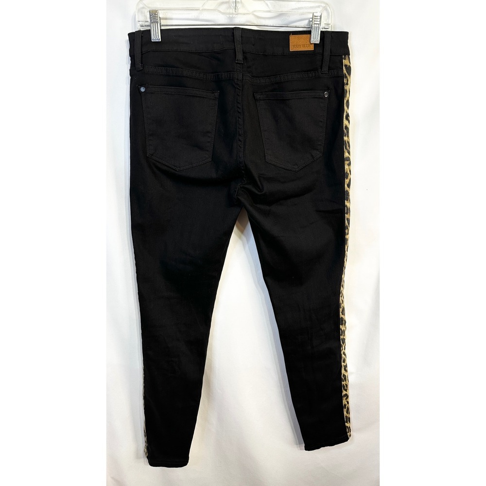 Judy Blue Size 13/31 Jeans Black Skinny Jegging Leopard Stripe Mid Rise 1655 - Picture 6 of 10